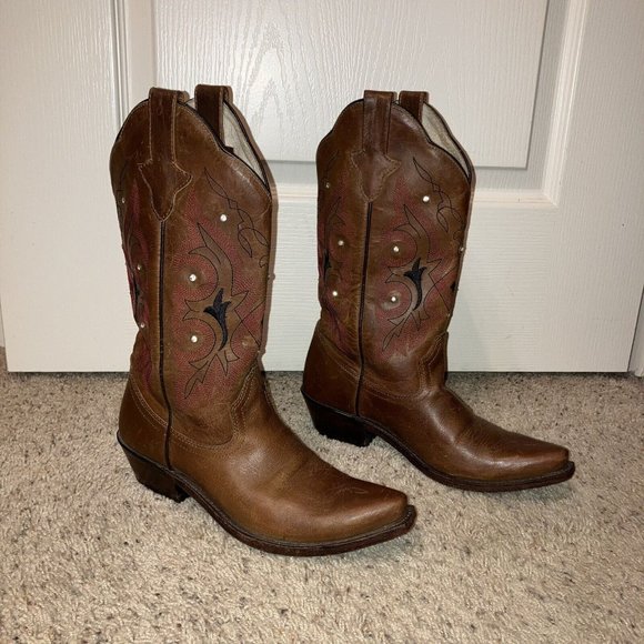 GYPSY ROSE Boots WESTERN Cowgirl CRYSTALS Stitching - Sz 8 B NICE! - Picture 1 of 16